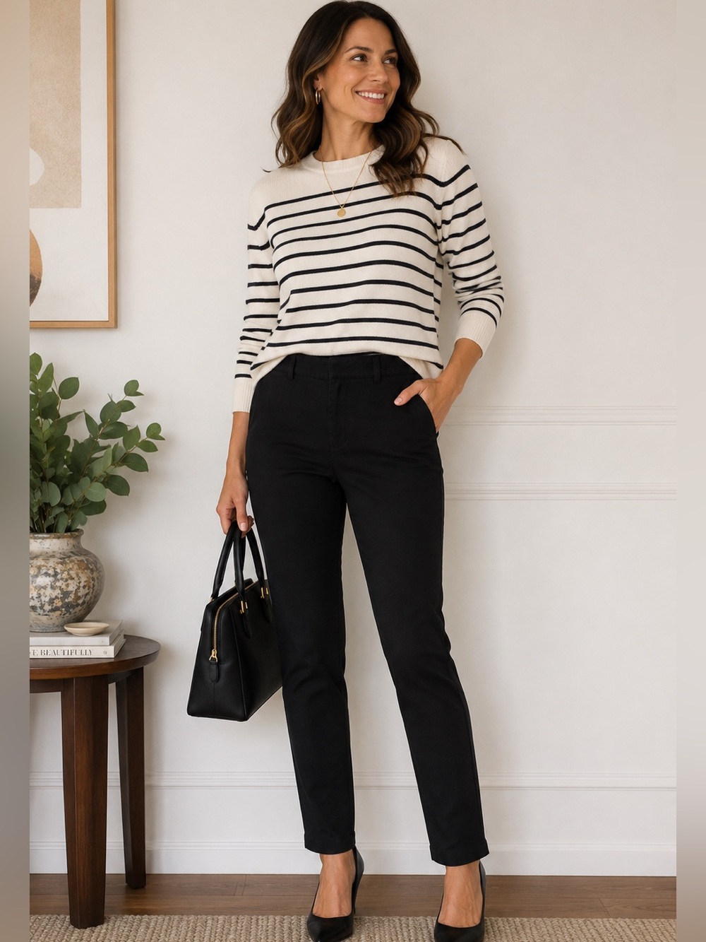 Club Monaco Black Stretch Straight Leg Ankle Pants Size 2-Career Business Casual